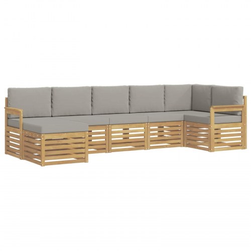 Udendørs sofagruppe 6 stk Hvid Og Lys Grå 306 x 128,5 x 73 cm