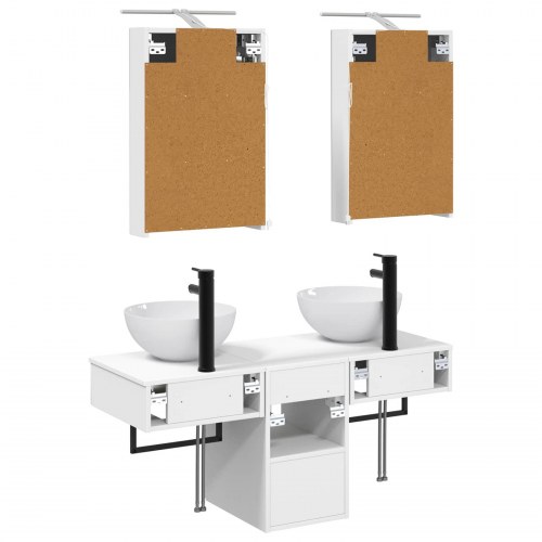 Badeværelsesskabsæt 5 stk Hvid 40 x 10,5 x 60,5 cm