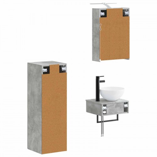 Badeværelsesskabsæt 4 stk Betongrå 43 x 16 x 62,5 cm