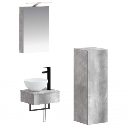Badeværelsesskabsæt 4 stk Betongrå 40 x 10,5 x 60,5 cm