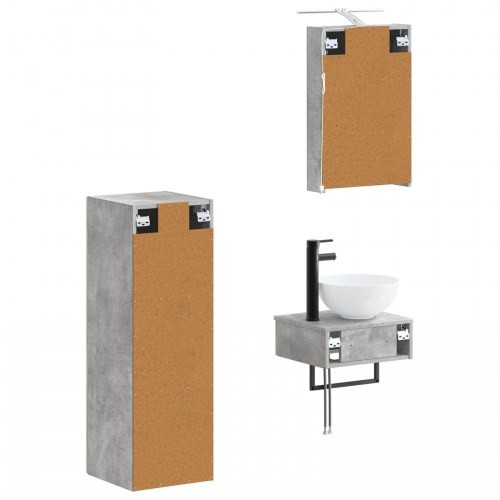 Badeværelsesskabsæt 4 stk Betongrå 40 x 10,5 x 60,5 cm