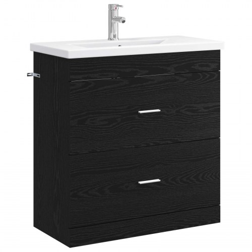 Badeværelsesmøbel sæt Sort eg 81 x 40 x 84,5 cm Konstrueret træ