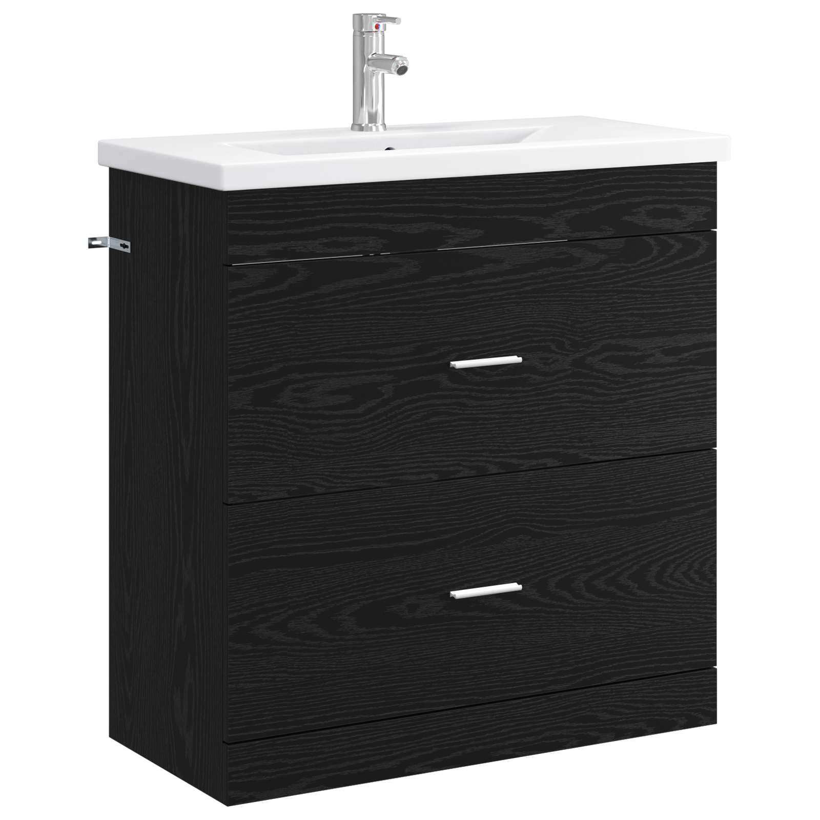 Badeværelsesmøbel sæt Sort eg 81 x 40 x 84,5 cm Konstrueret træ