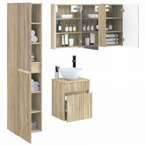 Badeværelsesskabsæt 5 stk Sonoma-eg 43 x 11,5 x 60,5 cm