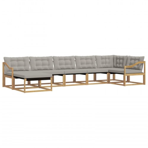 Udendørs sofagruppe 7 stk Hvid og lysegrå 404 x 166,5 x 73 cm