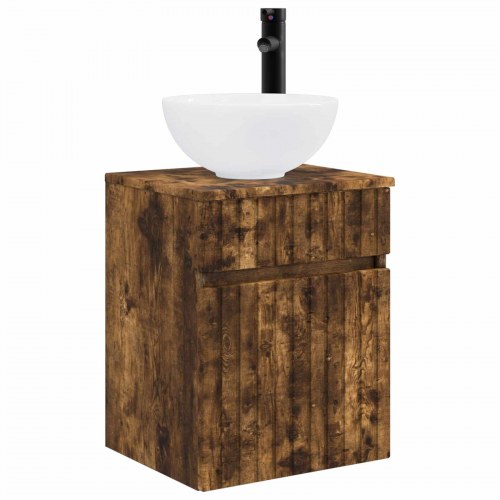Badeværelsesskabsæt 5 stk Røget eg 43 x 16 x 62,5 cm
