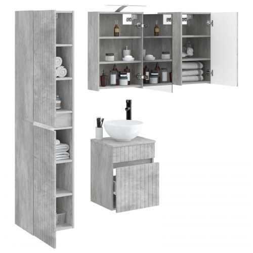 Badeværelsesskabsæt 5 stk Betongrå 43 x 16 x 62,5 cm