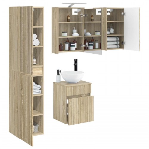 Badeværelsesskabsæt 5 stk Sonoma-eg 43 x 16 x 62,5 cm