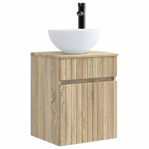 Badeværelsesskabsæt 5 stk Sonoma-eg 43 x 16 x 62,5 cm