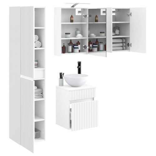 Badeværelsesskabsæt 5 stk Hvid 43 x 16 x 62,5 cm