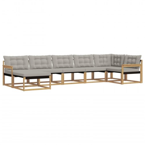 Udendørs sofagruppe 7 stk Hvid og lysegrå 406 x 168,5 x 73 cm