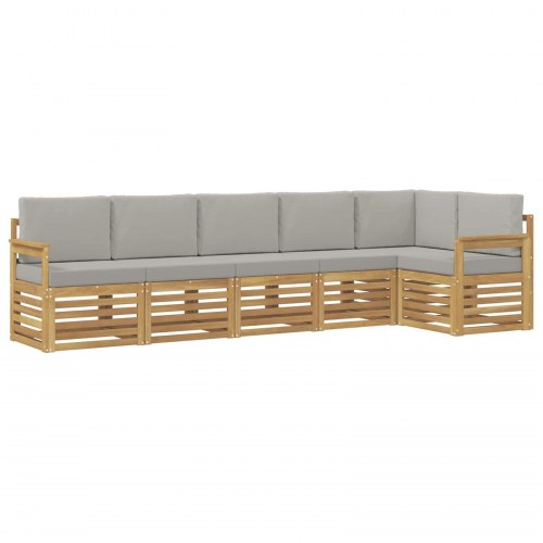 Udendørs sofagruppe 6 stk Hvid og lysegrå 306 x 128,5 x 73 cm