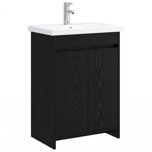 Badeværelsesmøbel sæt Sort eg 81 x 40 x 84,5 cm Konstrueret træ