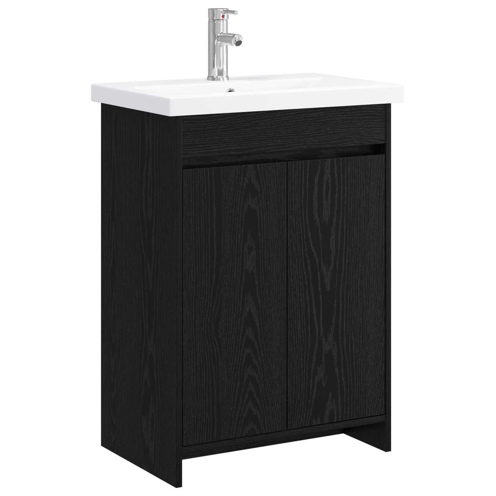Badeværelsesmøbel sæt Sort eg 81 x 40 x 84,5 cm Konstrueret træ