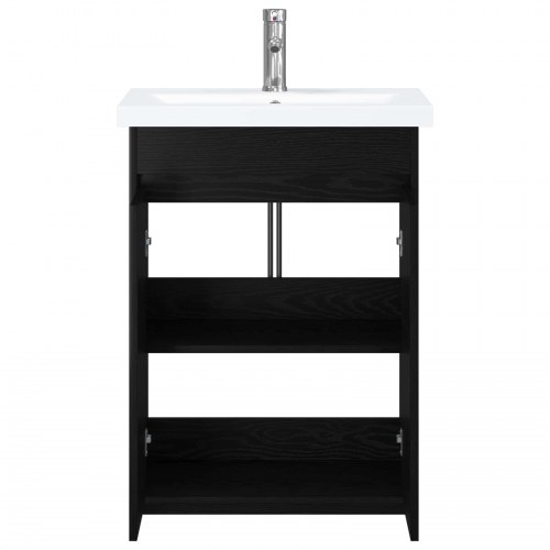 Badeværelsesmøbel sæt Sort eg 61 x 40 x 84,5 cm Konstrueret træ