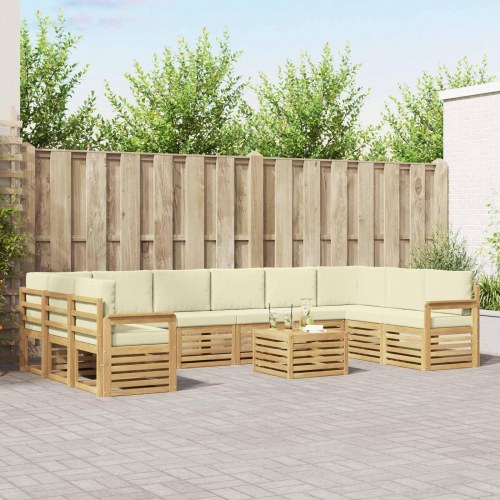 Udendørs sofagruppe 8 stk Hvid og creme 59 x 59 x 37 cm