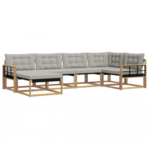 Udendørs sofagruppe 6 stk Hvid og lysegrå 327 x 168,5 x 73 cm