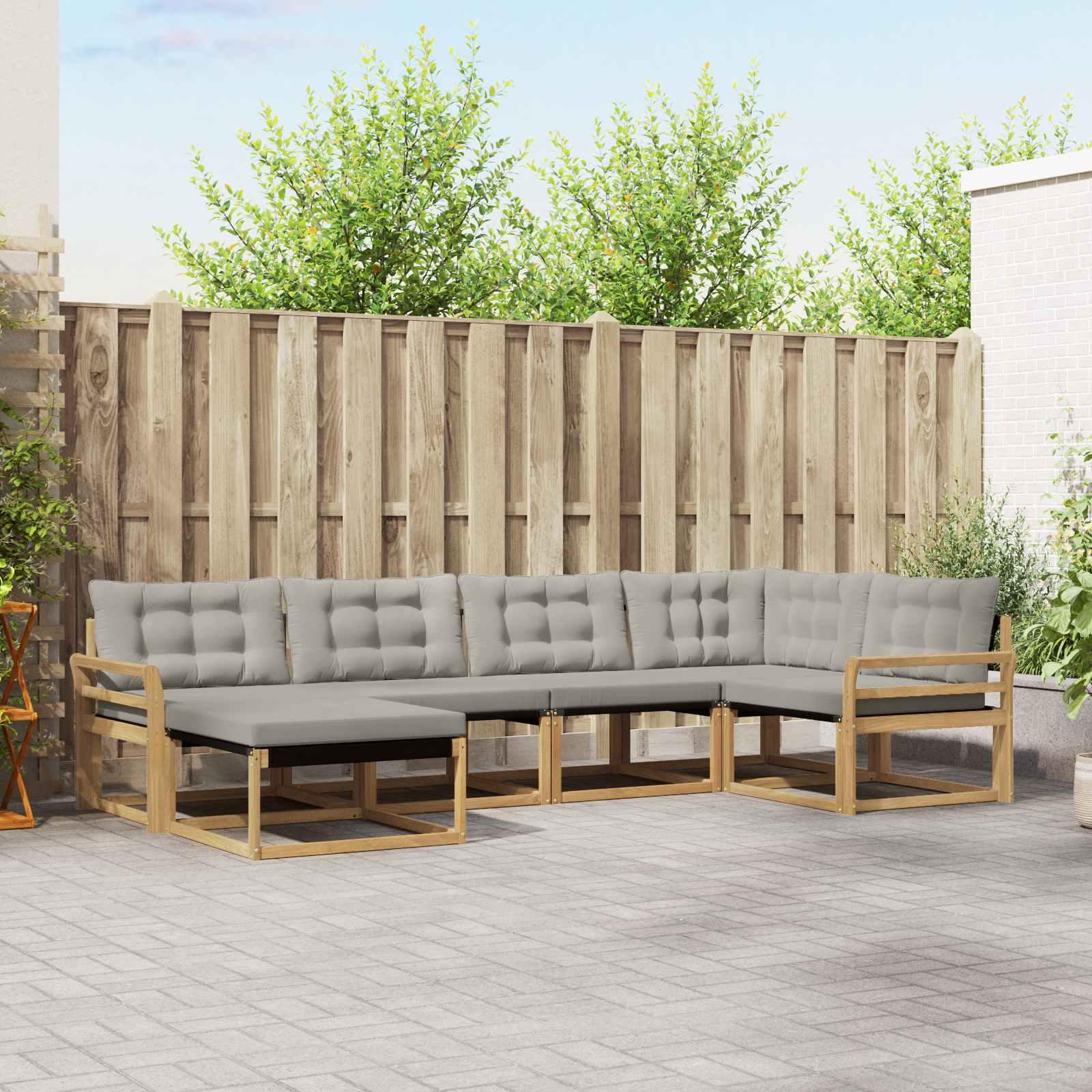 Udendørs sofagruppe 6 stk Hvid og lysegrå 329 x 170,5 x 73 cm