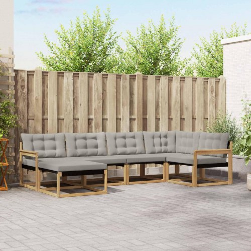 Udendørs sofagruppe 6 stk Hvid og lysegrå 327 x 168,5 x 73 cm