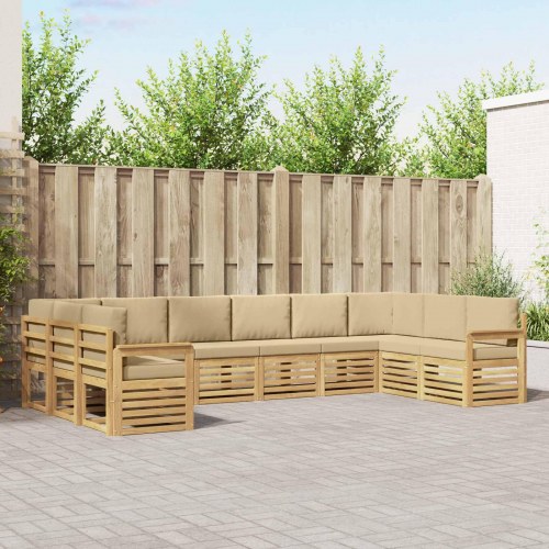 Udendørs sofagruppe 7 stk Hvid og Beige 363 x 187,5 x 73 cm
