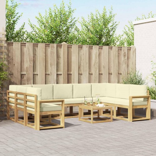 Udendørs sofagruppe 10 stk Hvid og cremefarvet 59 x 59 x 37 cm