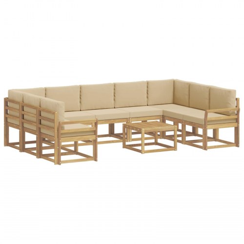 Udendørs sofagruppe 10 stk Hvid og Beige 59 x 59 x 37 cm