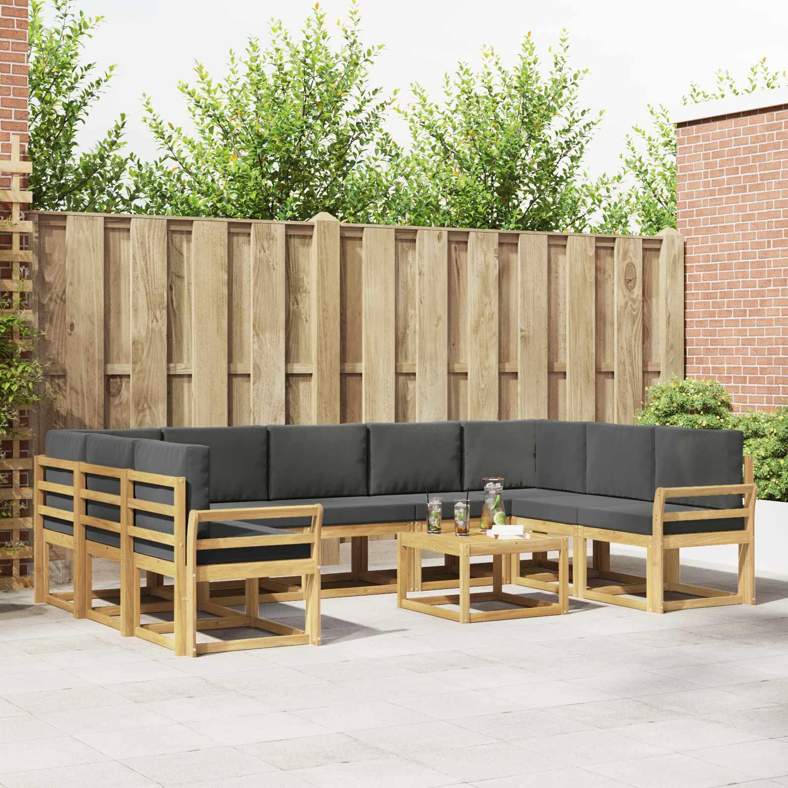 Udendørs sofagruppe 10 stk Hvid og antracit 59 x 59 x 37 cm