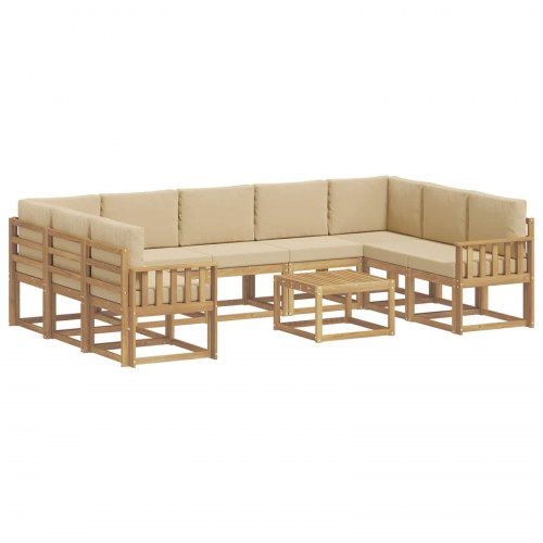 Udendørs sofagruppe 10 stk Hvid og Beige 59 x 59 x 37 cm