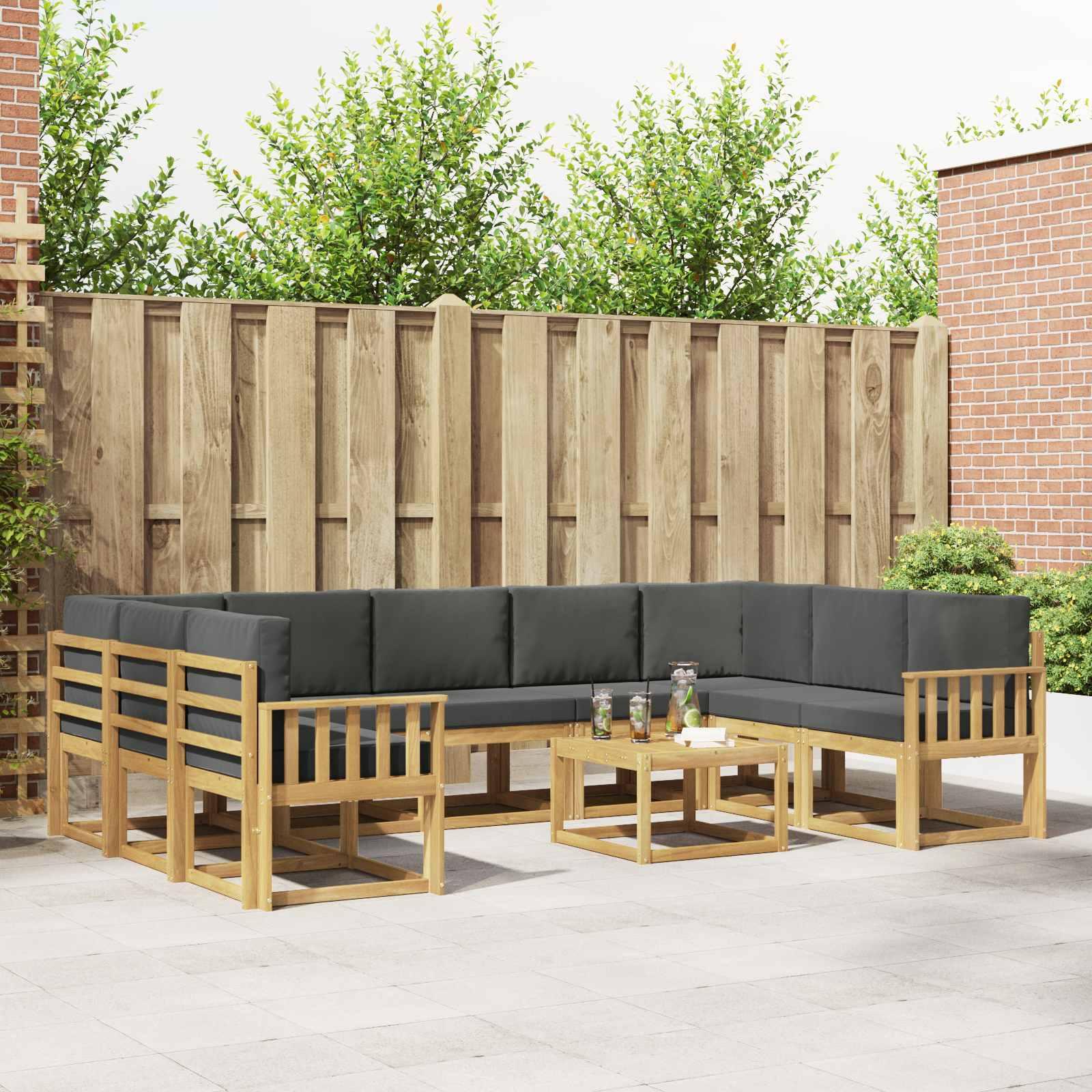 Udendørs sofagruppe 10 stk Hvid og antracit 59 x 59 x 37 cm