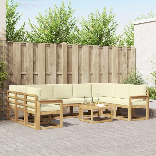 Udendørs sofagruppe 10 stk Hvid og cremefarvet 59 x 59 x 37 cm