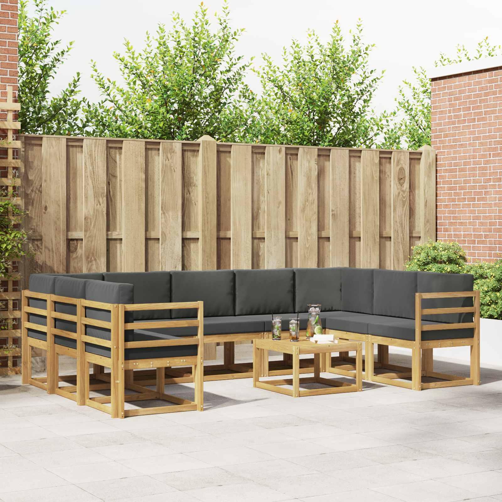 Udendørs sofagruppe 10 stk Hvid og antracit 59 x 59 x 37 cm