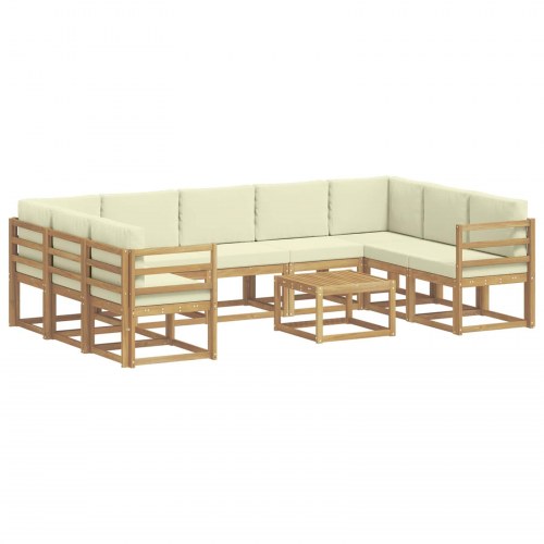 Udendørs sofagruppe 10 stk Hvid og cremefarvet 59 x 59 x 37 cm