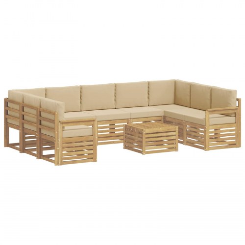 Udendørs sofagruppe 8 stk Hvid og Beige 59 x 59 x 37 cm