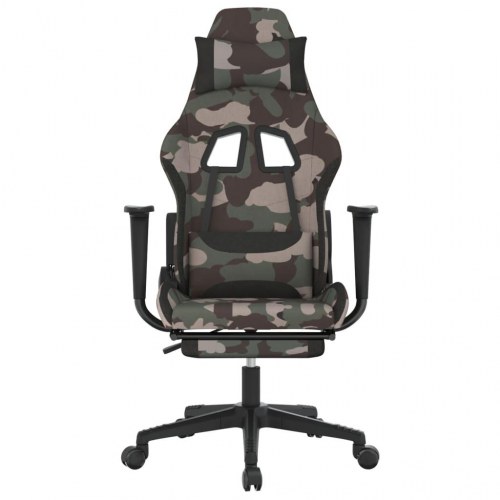 Gamingstol med massage og fodstøtte i stof - sort camouflage