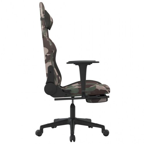 Gamingstol med massage og fodstøtte i stof - sort camouflage