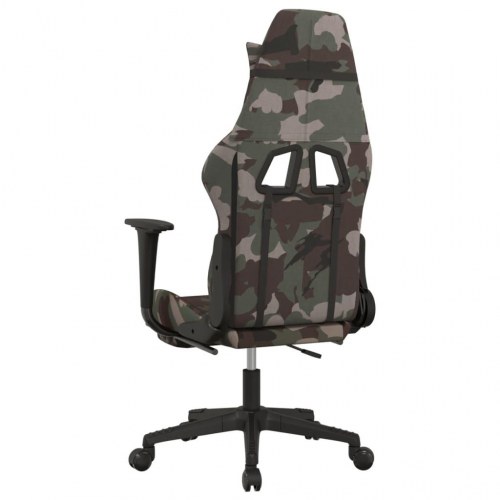 Gamingstol med massage og fodstøtte i stof - sort camouflage