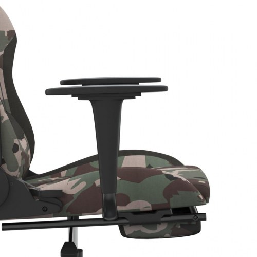 Gamingstol med massage og fodstøtte i stof - sort camouflage