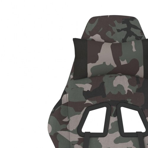 Gamingstol med massage og fodstøtte i stof - sort camouflage