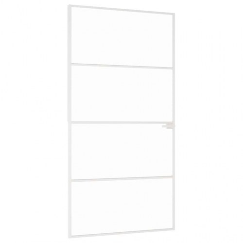 Indvendig glasdør 102,5×201,5 cm - hærdet glas og hvid aluminiumsramme