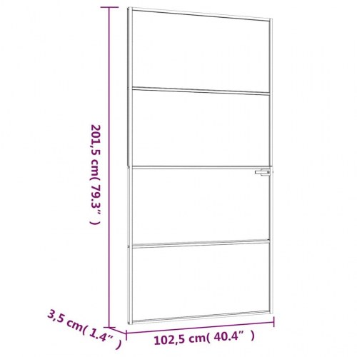Indvendig glasdør 102,5×201,5 cm - hærdet glas og hvid aluminiumsramme