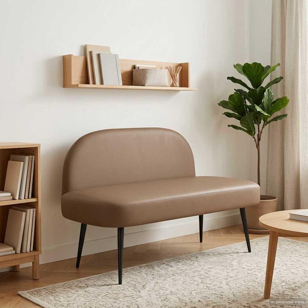 Polstret bænk med ryg Cappuccino 110 x 60 x 76 cm Kunstlæder