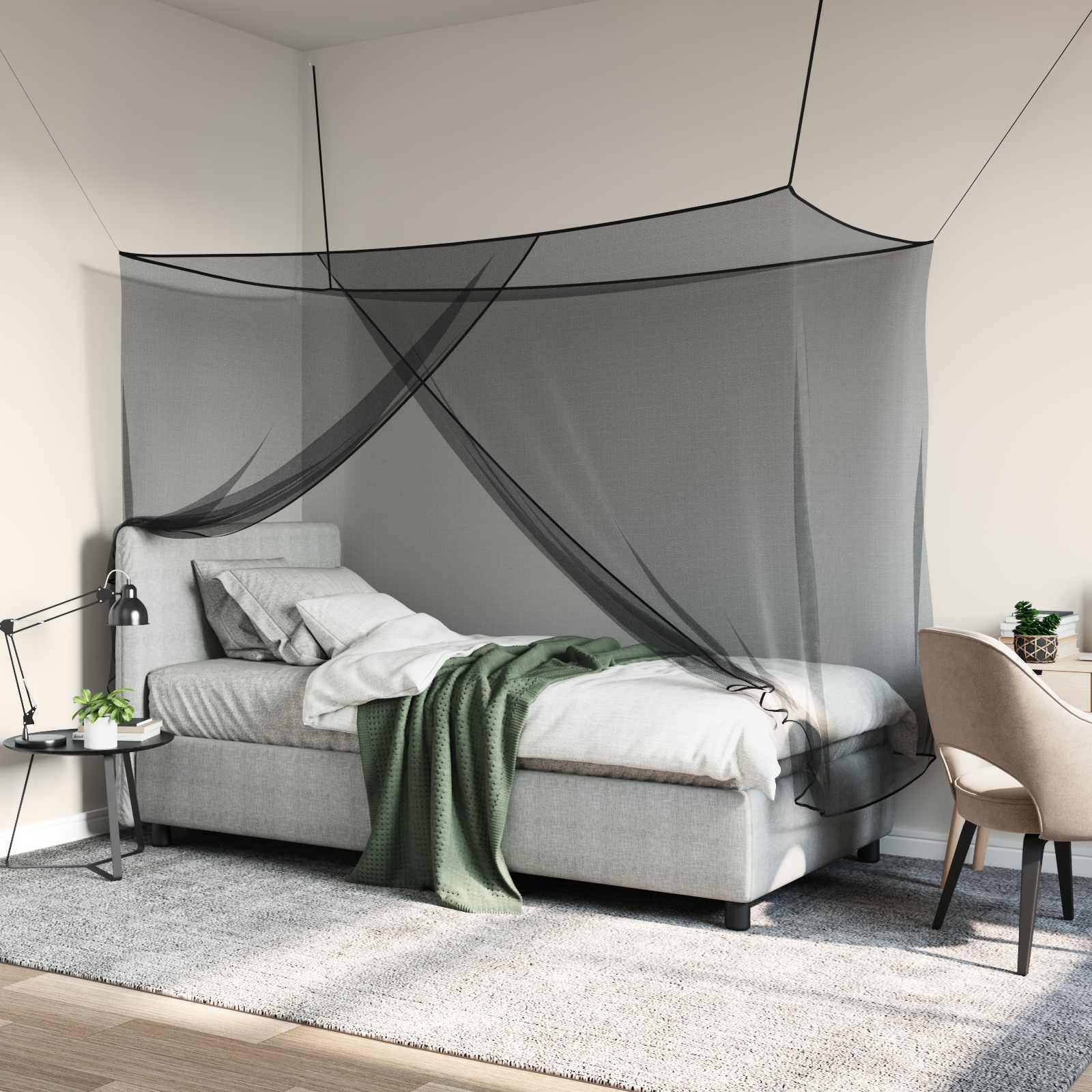Myggenet til seng 156 mesh 3 stk Sort Polyester
