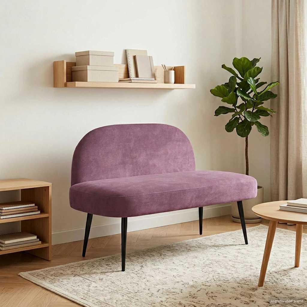 Polstret bænk med ryg Lilla 110 x 60 x 76 cm Fløjl