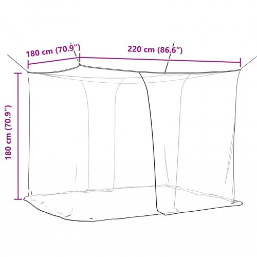 Myggenet til seng - sort 220 x 180 x 180 cm
