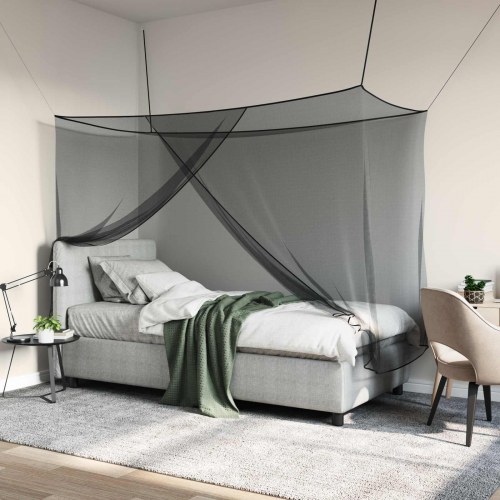 Myggenet til seng 156 mesh - sort 220 x 100 x 150 cm