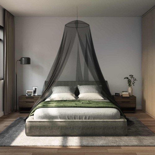 Myggenet til seng - 156 mesh, sort, ⌀56 x 220 cm, polyester