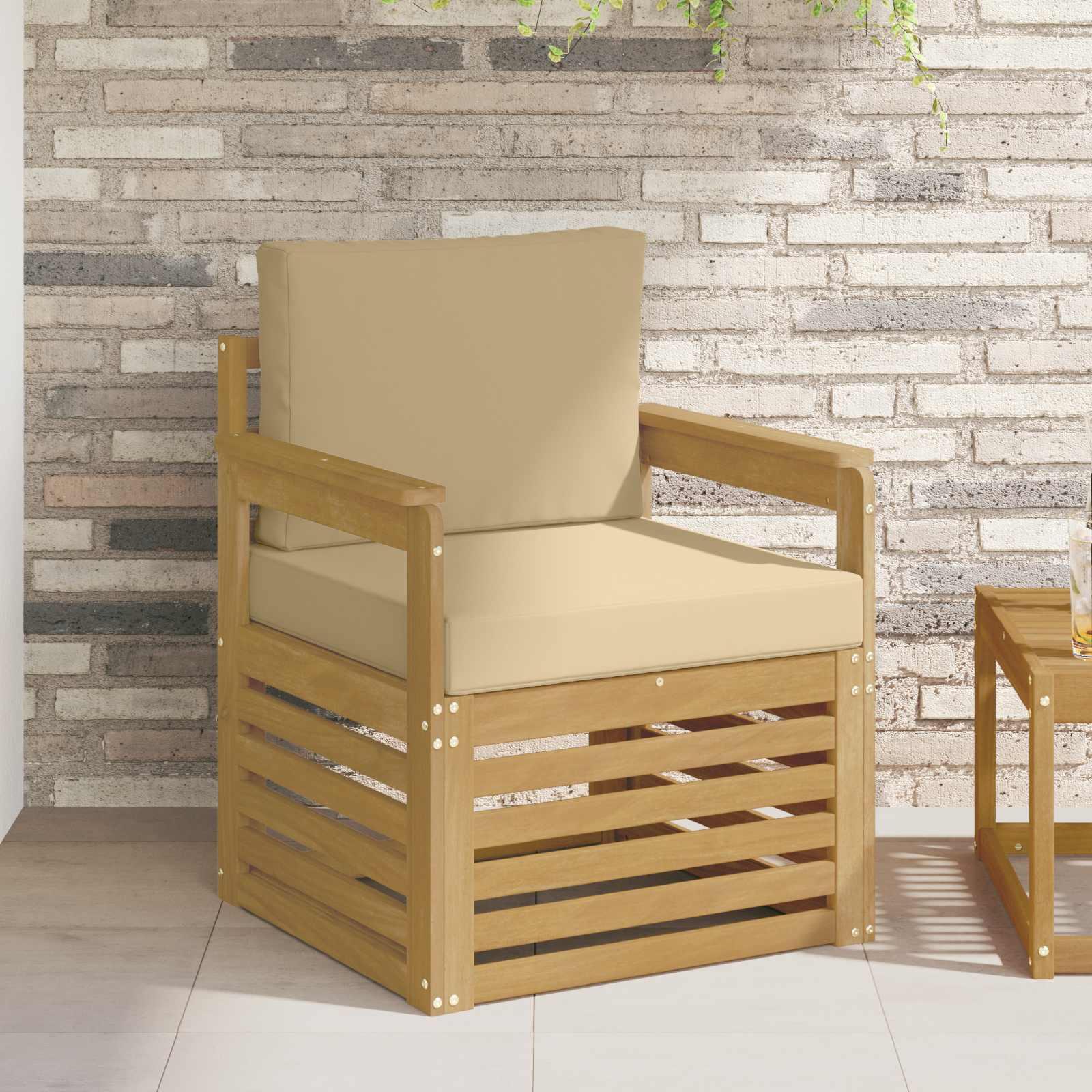 2 Stk Udendørs sofagruppe Polyester Hvid og Beige