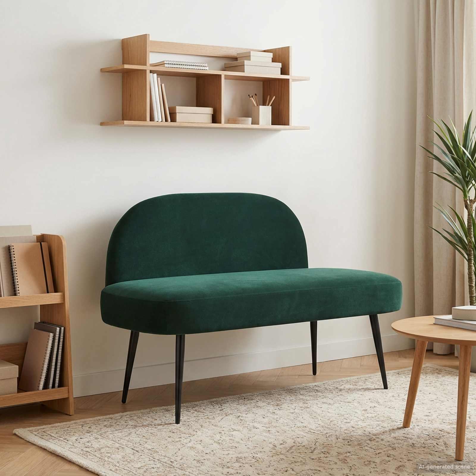 Polstret bænk med ryg Mørkegrøn 110 x 60 x 76 cm Fløjl