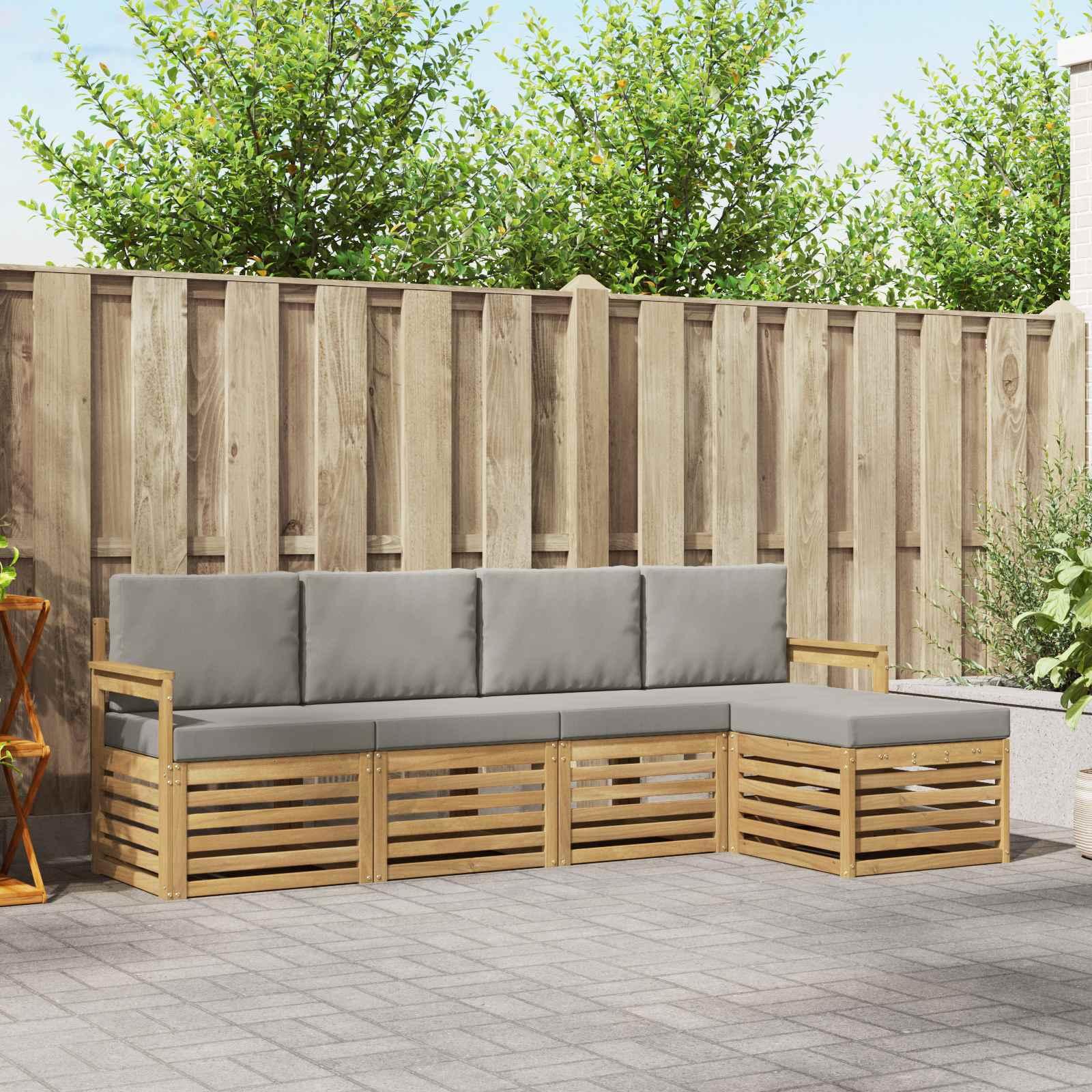 Udendørs sofagruppe 5 stk Hvid og lysegrå 249 x 122,5 x 73 cm