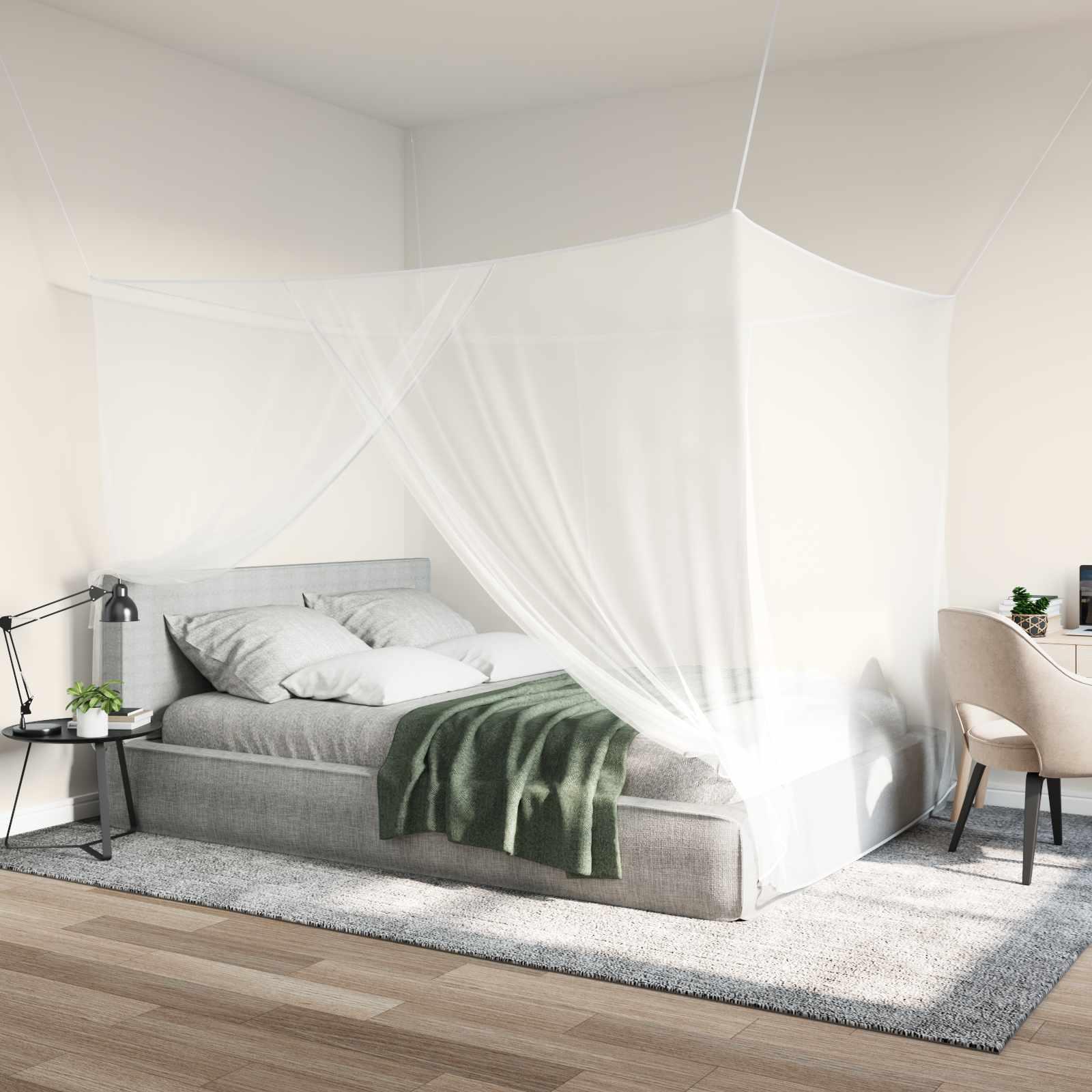 Myggenet til seng 156 mesh 3 stk Hvid Polyester